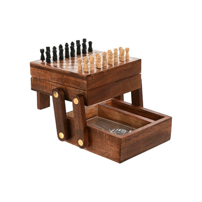 ESPRIT Spielebox aus Holz – Schach & Karten | Geschenkidee für Kinder