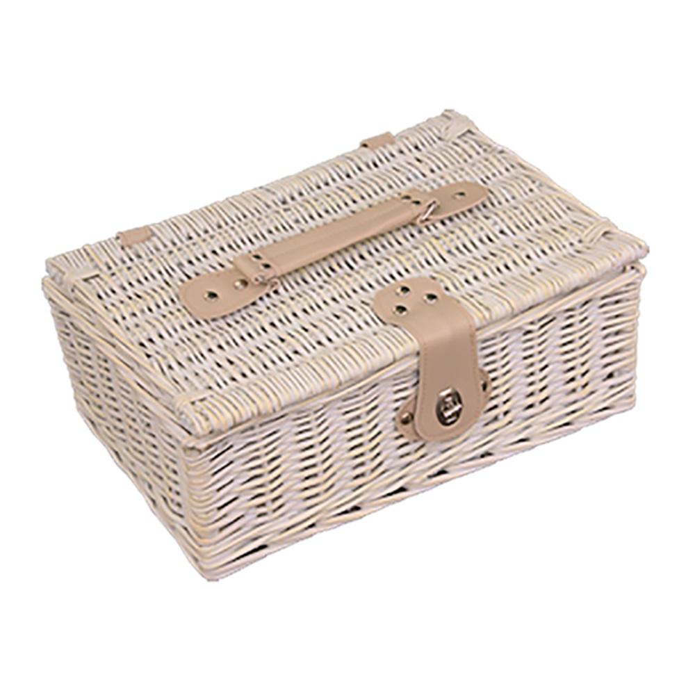 35cm White Wicker Provence Empty Picnic Basket-0